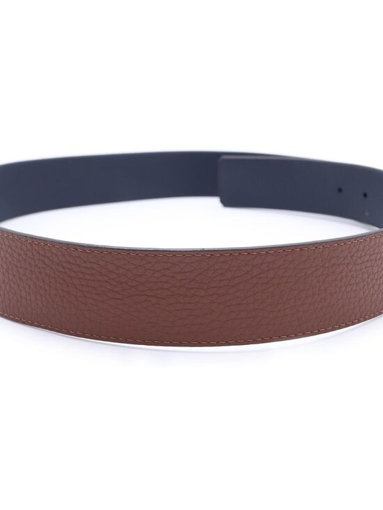 Louis Vuitton LV Tilt Reverse Leather Belt Navy Brown 95 38 Silver main image 6